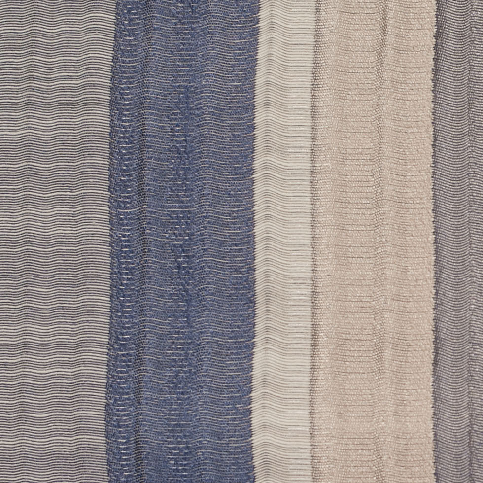Indian Blue/Beige Striped Poly/Cotton Brocade - Detail