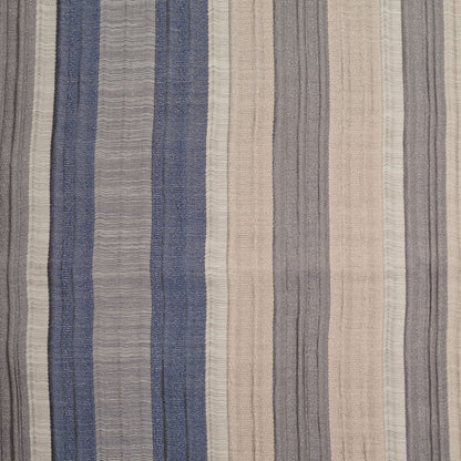 Indian Blue/Beige Striped Poly/Cotton Brocade
