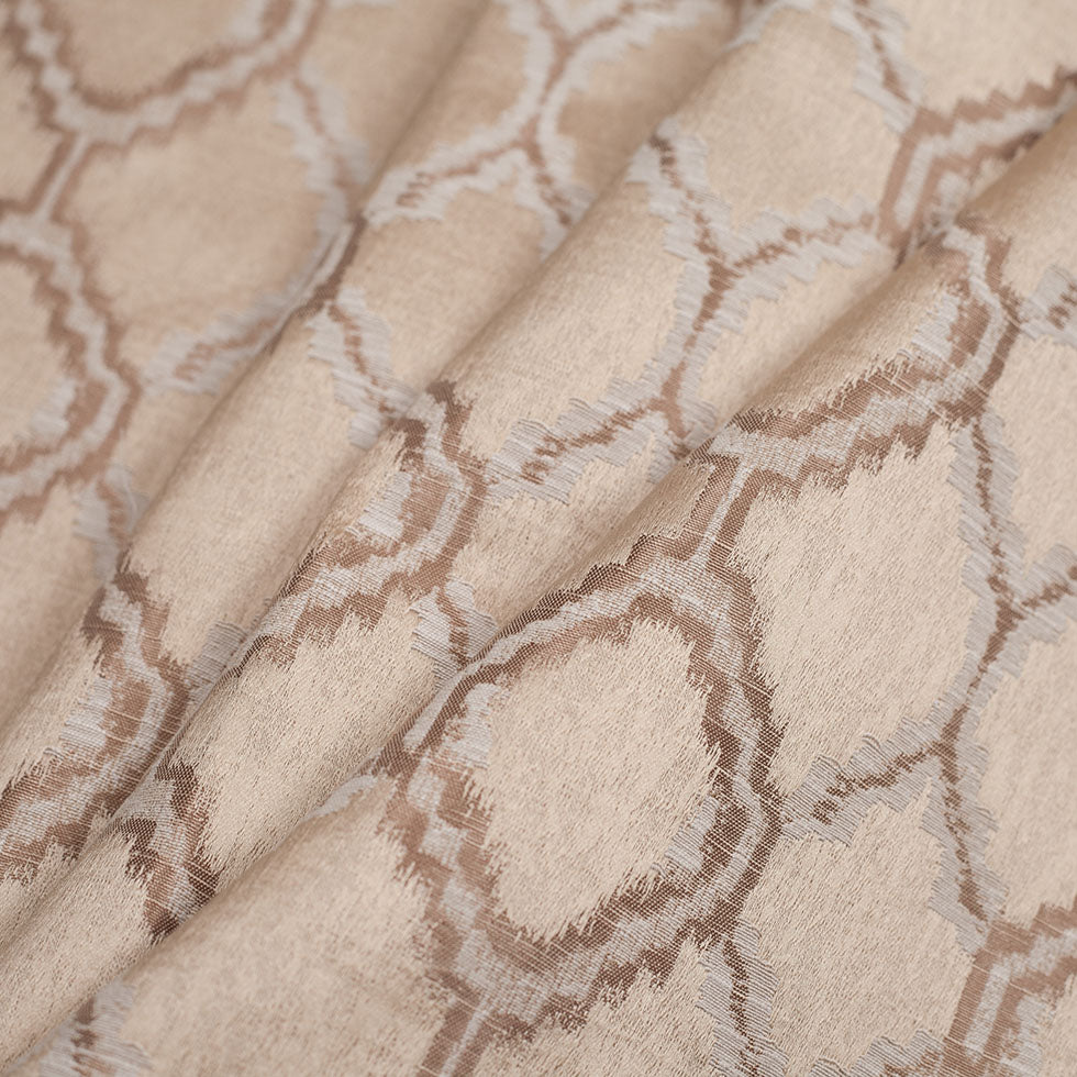 Indian Taupe Geometric Poly/Cotton Woven - Folded