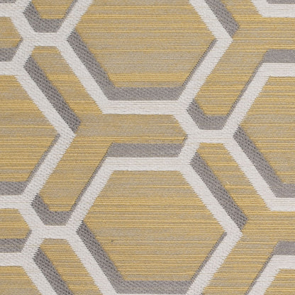 Indian Yellow/Gray Geometric Poly/Cotton Brocade Detail