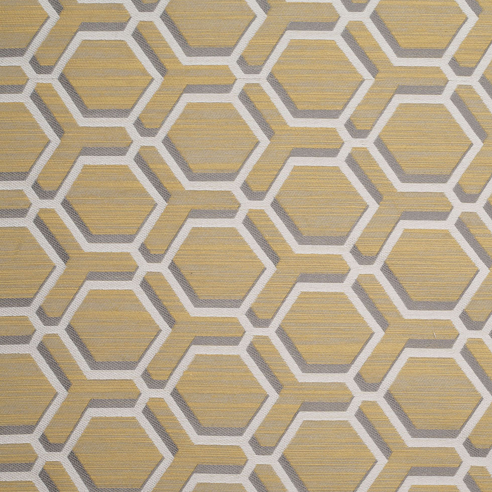 Indian Yellow/Gray Geometric Poly/Cotton Brocade