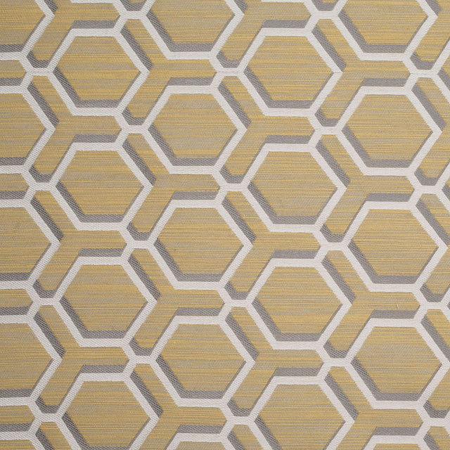 Indian Yellow/Gray Geometric Poly/Cotton Brocade