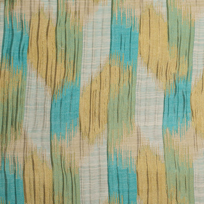 Indian Blue/Gold Ikat-Like Poly/Cotton Brocade