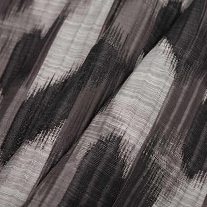 Indian Black/White Ikat-Like Poly/Cotton Brocade - Folded