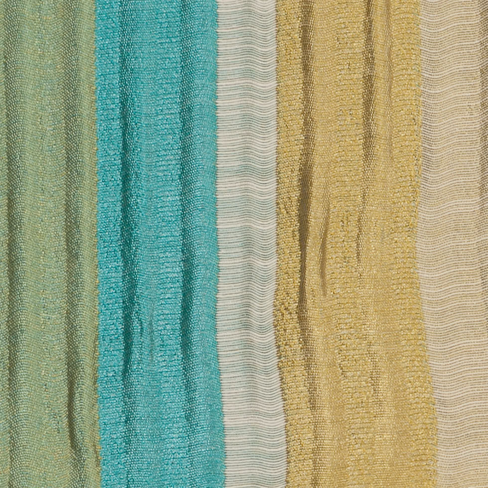 Indian Blue/Gold Striped Poly/Cotton Brocade - Detail