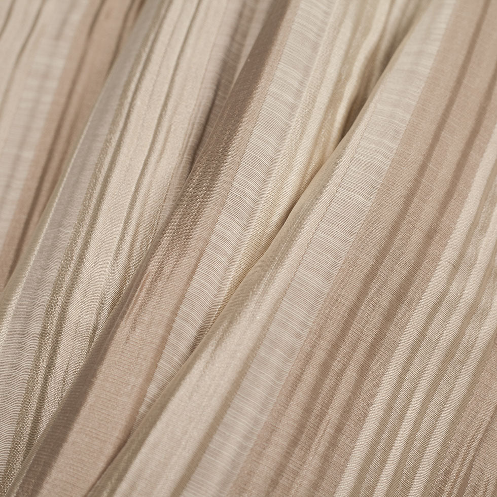 Indian Champagne Striped Poly/Cotton Brocade Folded