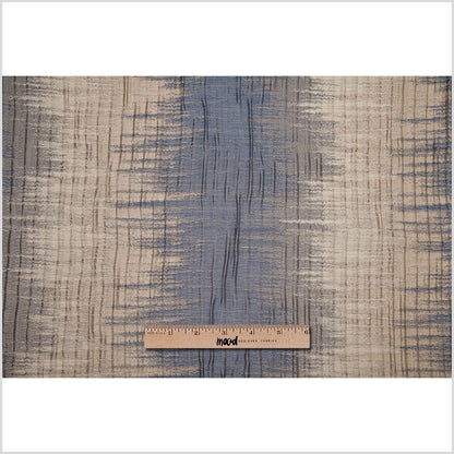 Indian Blue/Beige Geometric Striped Polyester-Cotton Brocade - Full