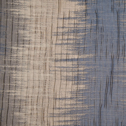 Indian Blue/Beige Geometric Striped Polyester-Cotton Brocade