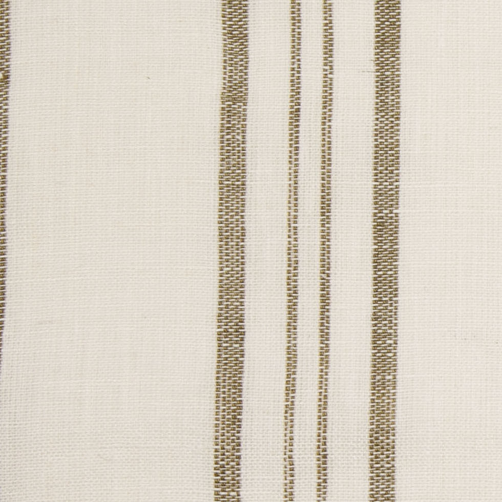 Indian Olive/White Striped Linen Woven - Detail