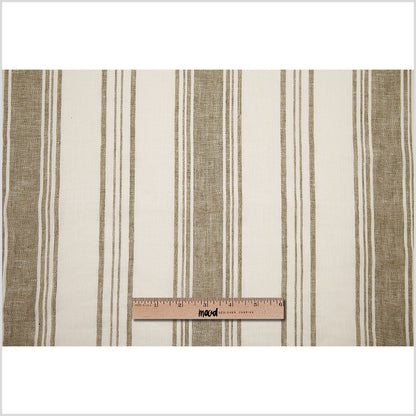 Indian Olive/White Striped Linen Woven - Full