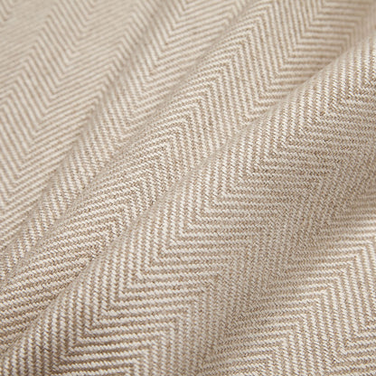 Indian Natural/White Herringbone Linen Woven - Folded