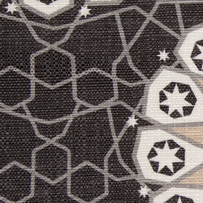 Spanish Black/Beige Geometric Poly/Cotton Canvas Detail