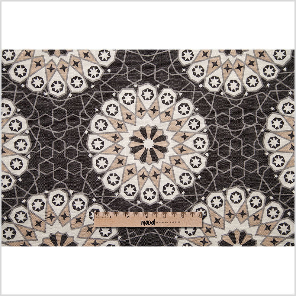 Spanish Black/Beige Geometric Poly/Cotton Canvas Full