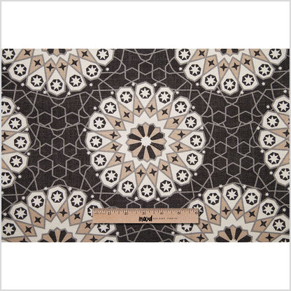 Spanish Black/Beige Geometric Poly/Cotton Canvas Full