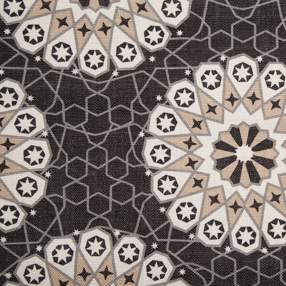 Spanish Black/Beige Geometric Poly/Cotton Canvas