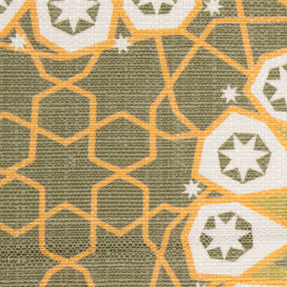 Spanish Green Geometric Poly/Cotton Canvas - Detail