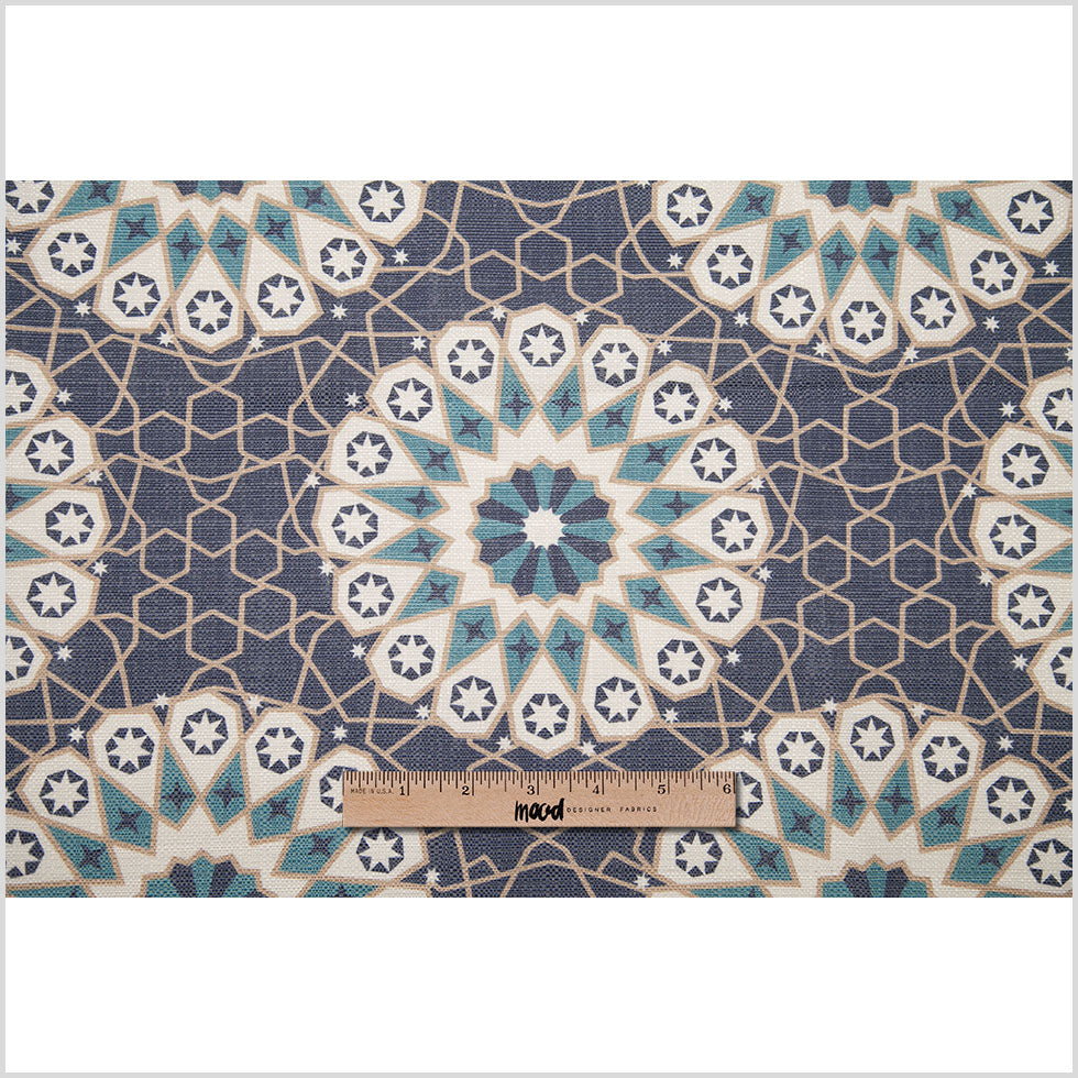 Spanish Navy/Beige Geometric Poly/Cotton Canvas - Full