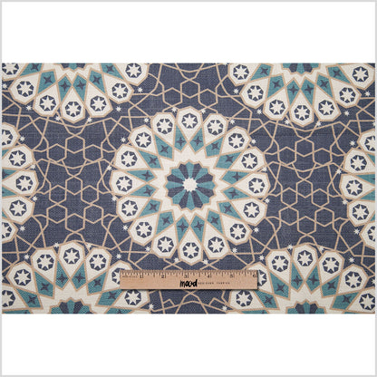Spanish Navy/Beige Geometric Poly/Cotton Canvas - Full
