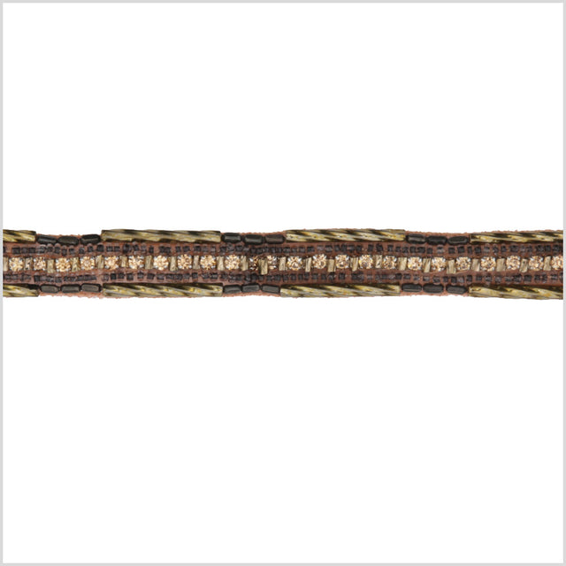 0.5" Gold/Copper Beaded Rhinestone Trim