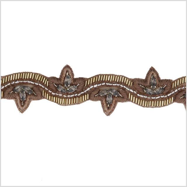 1.5" Gold/Copper Beaded Rhinestone Trim