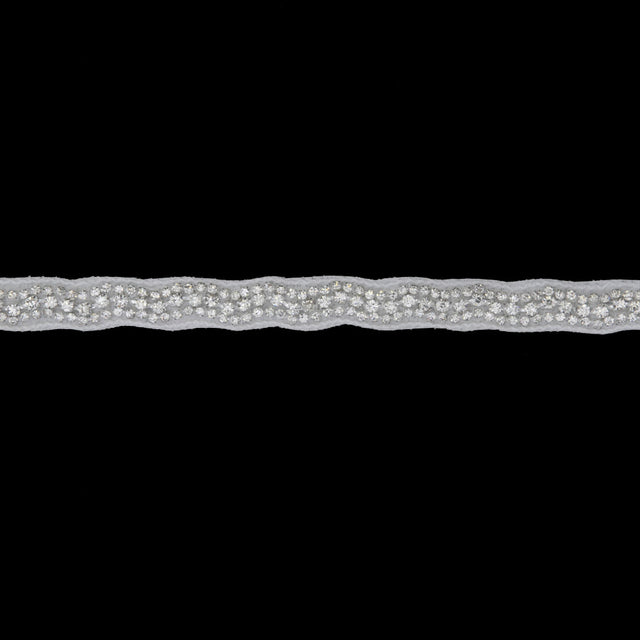 0.25" Silver/White Beaded Rhinestone Trim