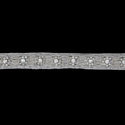 0.625" Silver/Silver Beaded Rhinestone Trim