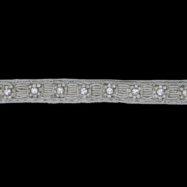 0.625" Silver/Silver Beaded Rhinestone Trim