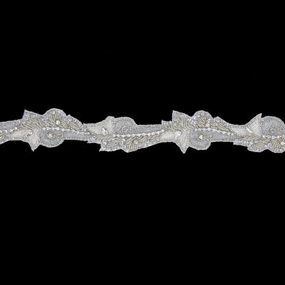 1.25 Silver Beaded Rhinestone Trim