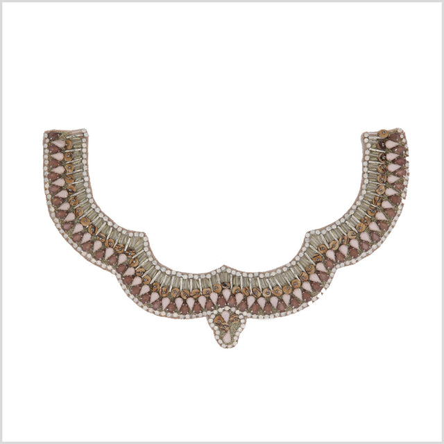 Gold/Pink/Purple Beaded Rhinestone Neck Applique