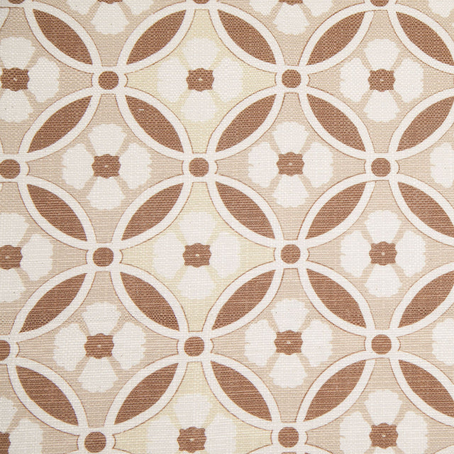 Spanish Brown/Beige Floral Geometric Poly/Cotton Canvas
