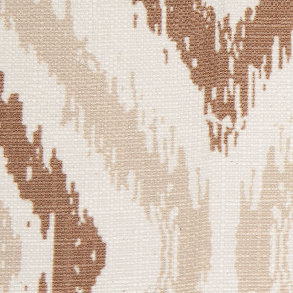 Spanish Brown/Beige Ikat-Like Geometric Poly/Cotton Canvas - Detail