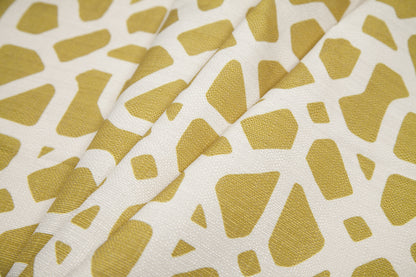 Spanish Green/White Geometric Poly/Cotton Canvas - Folded
