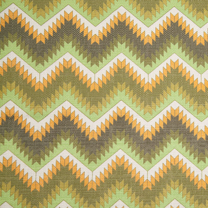 Spanish Green/Orange Geometric Poly/Cotton Canvas