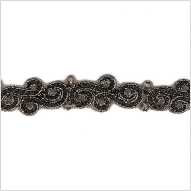 1 Gunmetal Beaded Rhinestone Trim