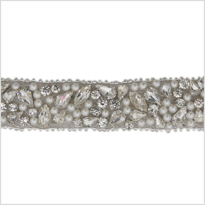 1 Silver Beaded Rhinestone Trim