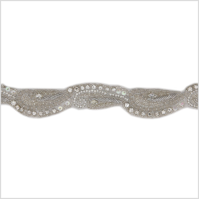 1.25" Silver Beaded Rhinestone Trim