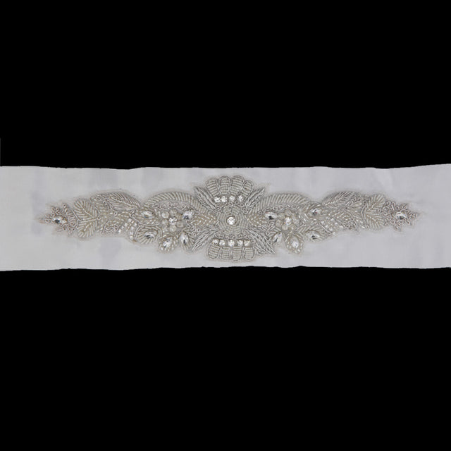 2.75" Silver/White Beaded Rhinestone Bridal Belt