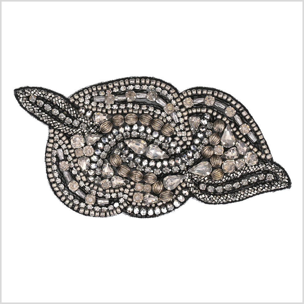 Gunmetal Beaded Rhinestone Applique