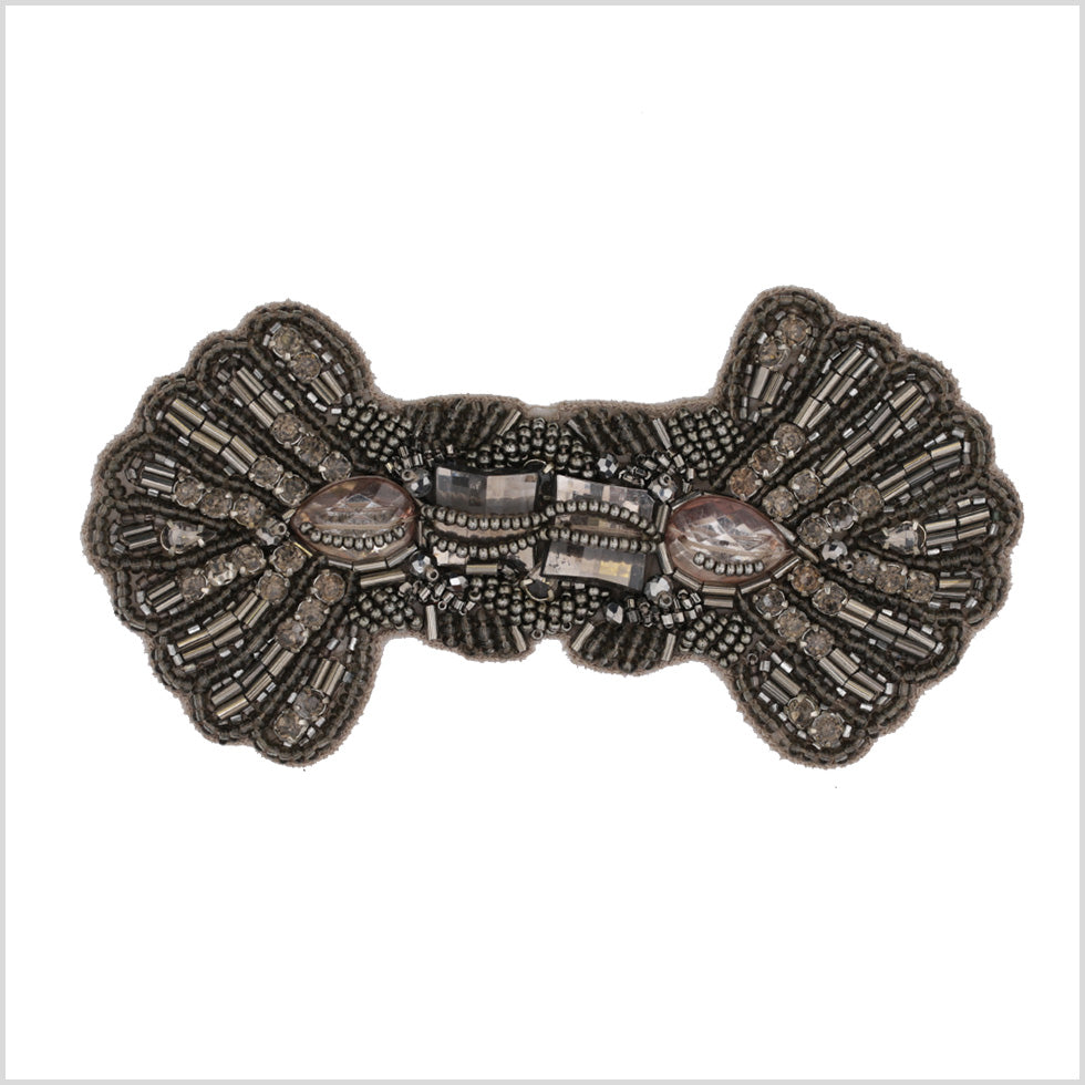 Gunmetal Beaded Rhinestone Applique