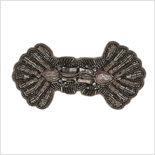 Gunmetal Beaded Rhinestone Applique