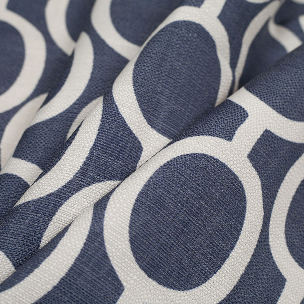 Spanish Denim/White Geometric Poly/Cotton Canvas Folded