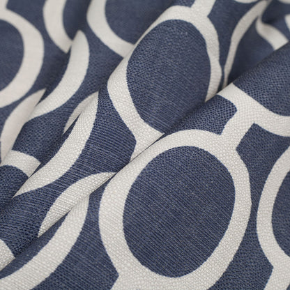 Spanish Denim/White Geometric Poly/Cotton Canvas Folded