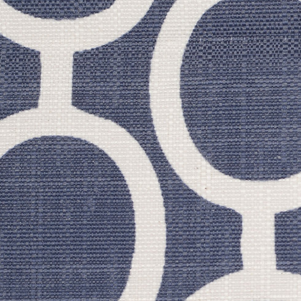 Spanish Denim/White Geometric Poly/Cotton Canvas Detail