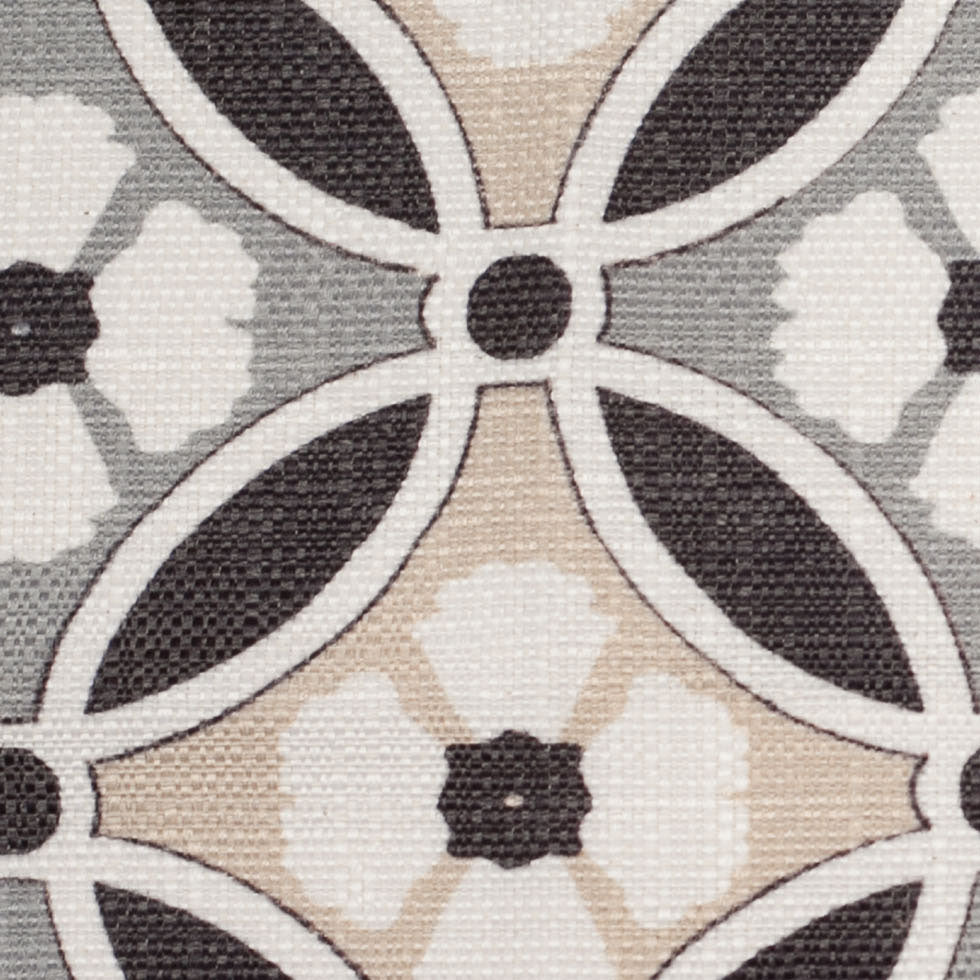 Spanish Black/Gray Floral Geometric Poly/Cotton Canvas - Detail