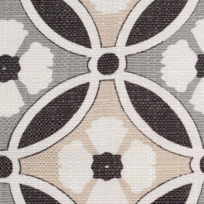 Spanish Black/Gray Floral Geometric Poly/Cotton Canvas - Detail