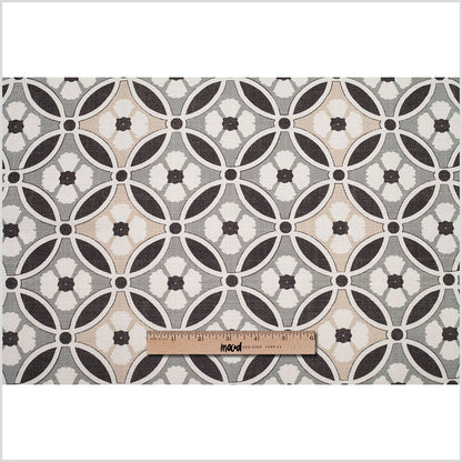 Spanish Black/Gray Floral Geometric Poly/Cotton Canvas - Full