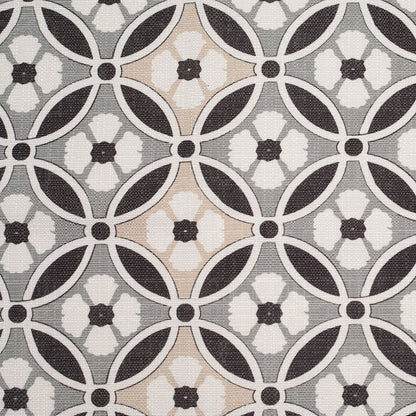 Spanish Black/Gray Floral Geometric Poly/Cotton Canvas