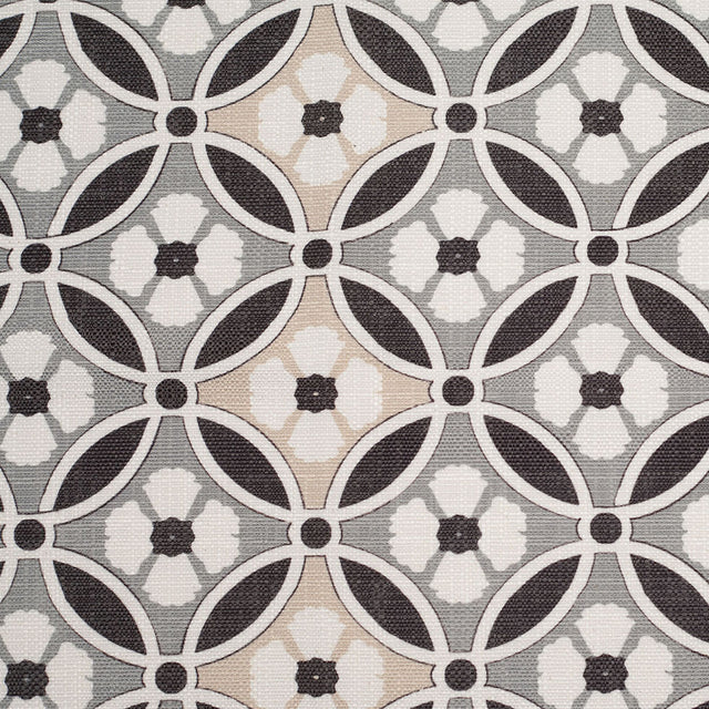 Spanish Black/Gray Floral Geometric Poly/Cotton Canvas