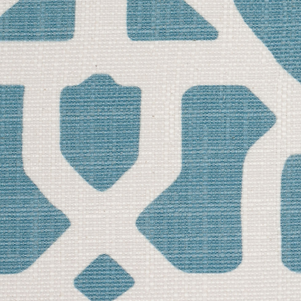 Spanish Blue/White Geometric Poly/Cotton Canvas - Detail