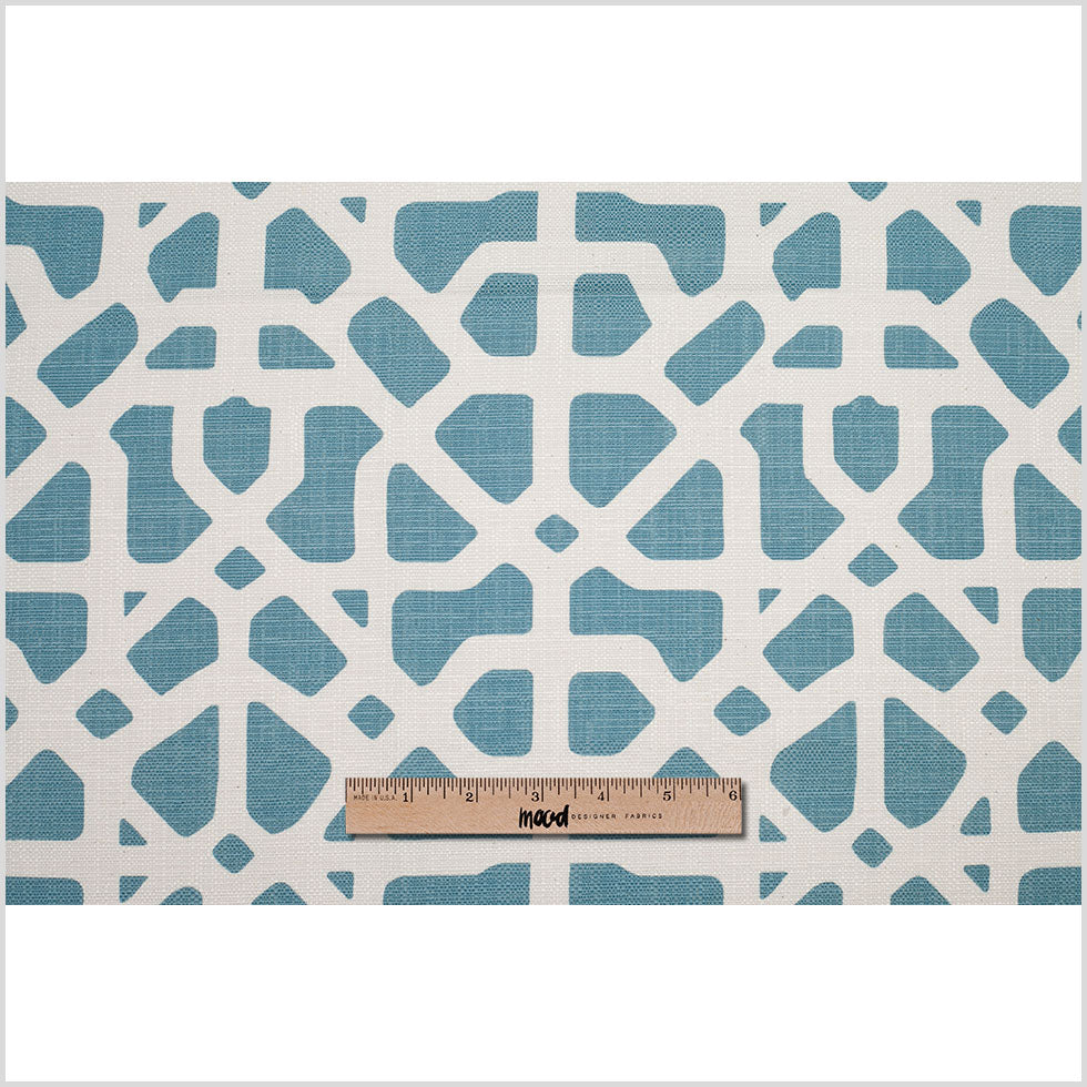 Spanish Blue/White Geometric Poly/Cotton Canvas - Full